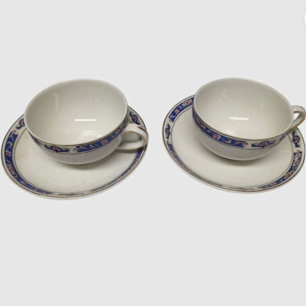 Lot of 2 Vintage John Maddock & Sons Cups and Saucers Royal Vitreous England